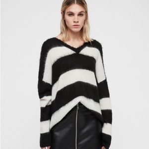 All Saints Byers sweater striped black white Sz XS oversized